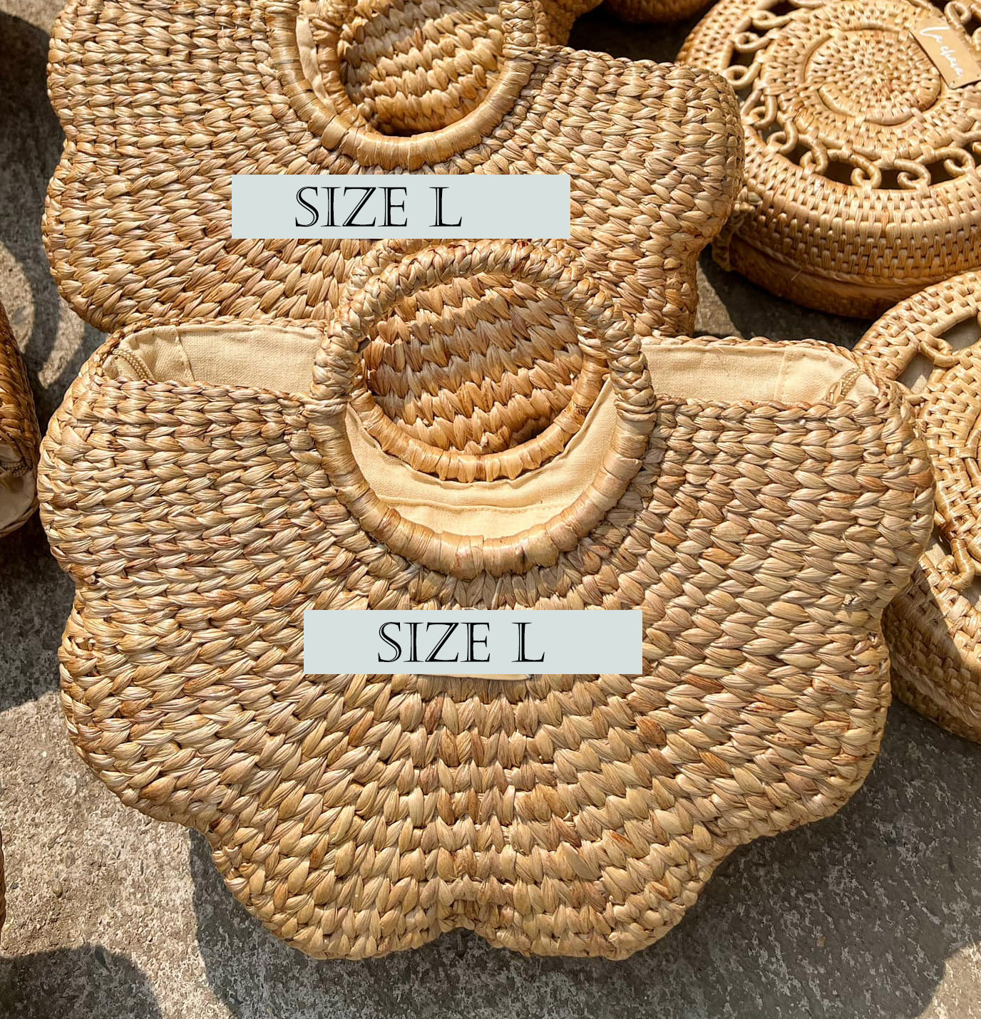 L Project-Flower handbag water hyacinth-Natural