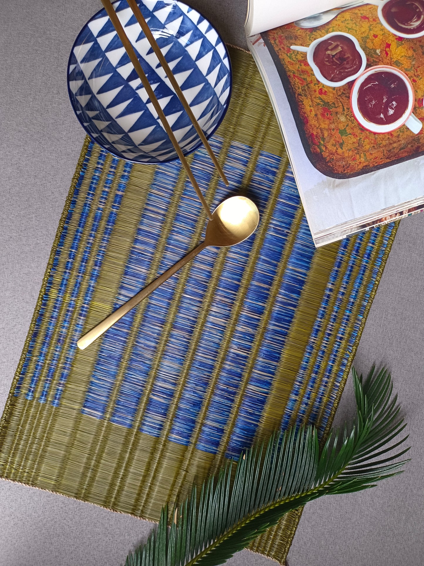 Placemat L Sarasarn Emerald navy