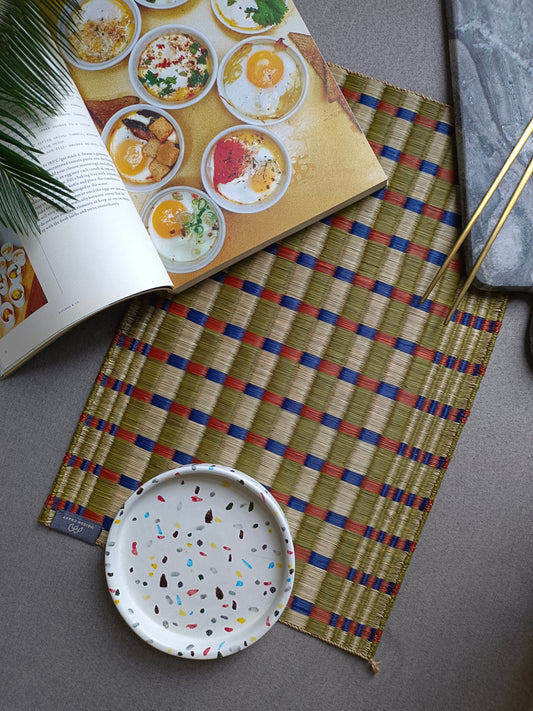 Placemat L Checkered emerald navy orange