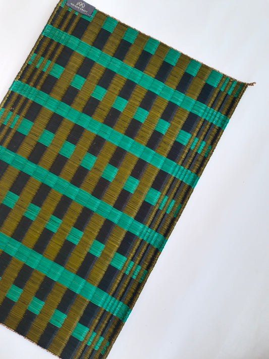 Placemat L Big checkered emerald black turqouise