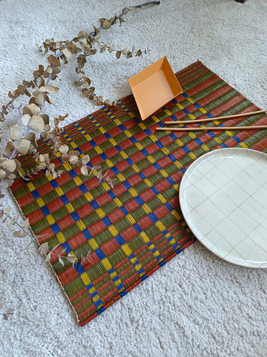 Placemat L Khaomar orange emerald navy