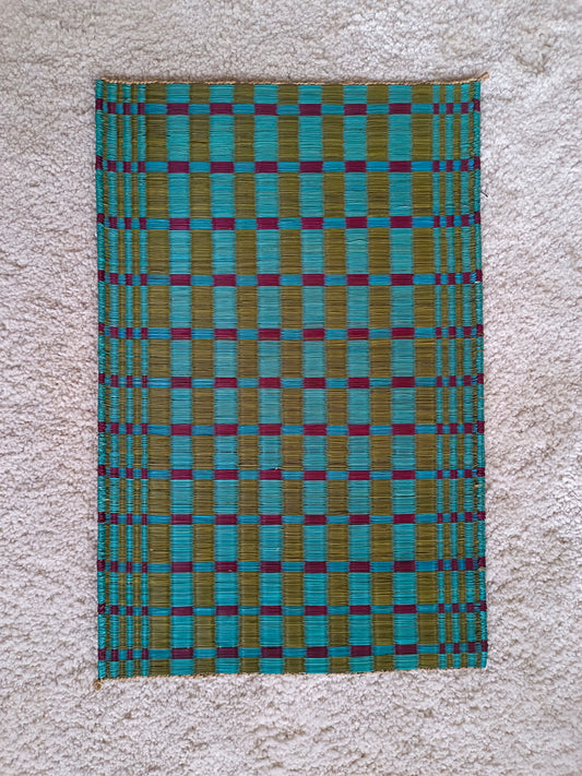 Placemat L Small Checkered Turqouise red emerald