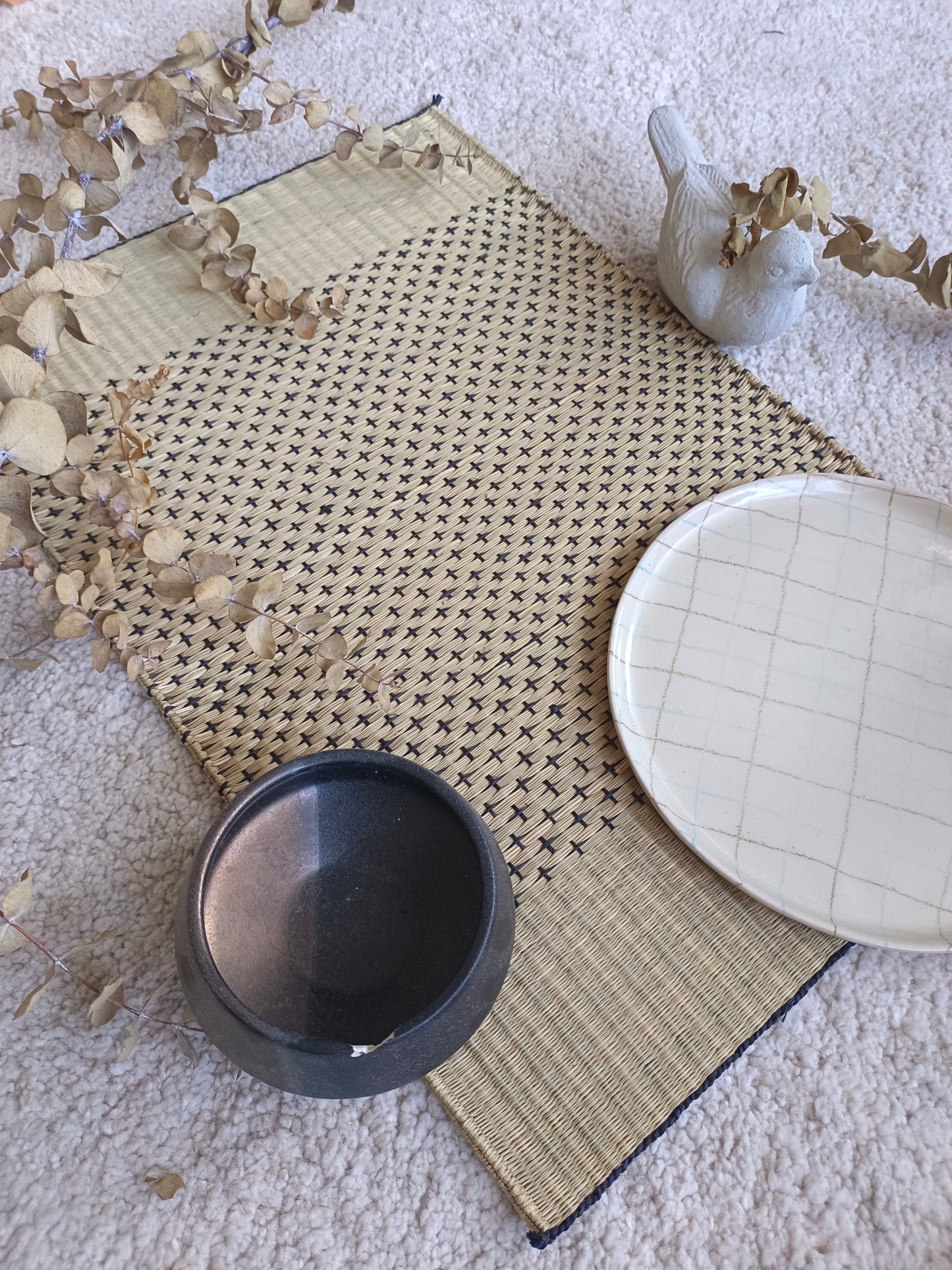Placemat L Natural black star