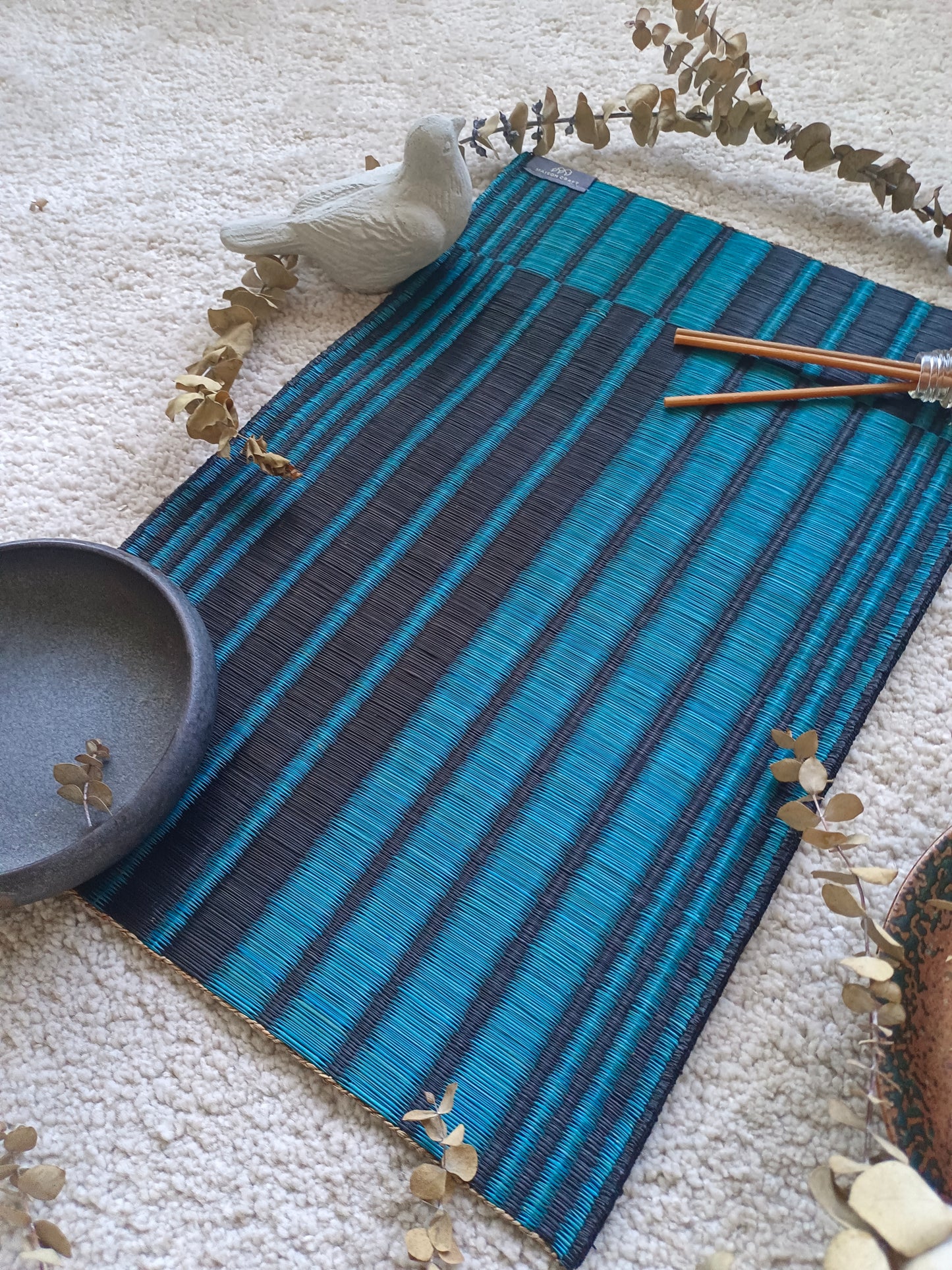 Placemat L Sarasarn Black-Blue