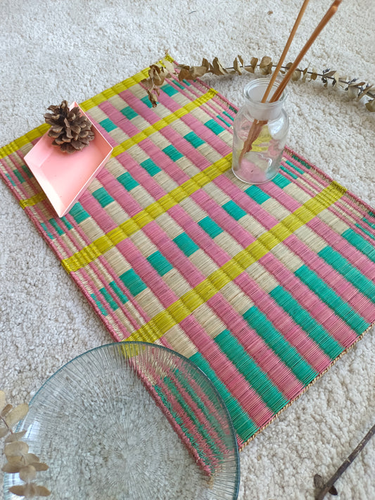 Placemat L Khaomar pink turqouise yellow