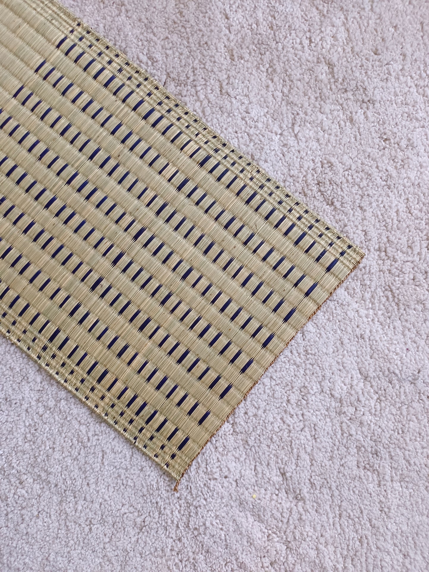 Placemat L Natural navy dot