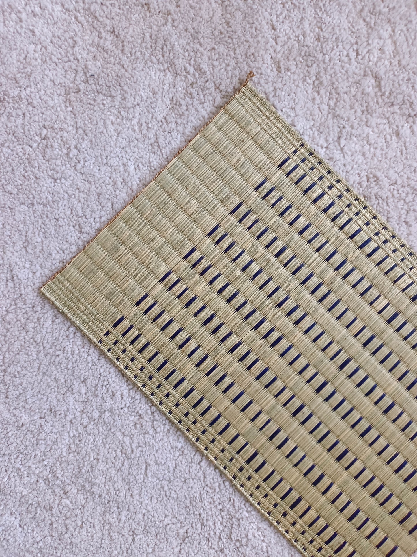 Placemat L Natural navy dot