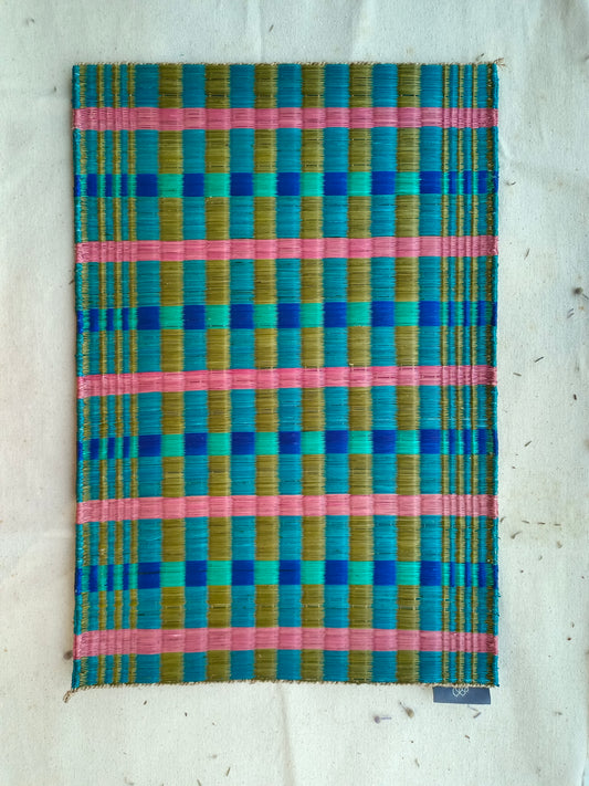 Placemat L Big Checkered Pink navy turqouise