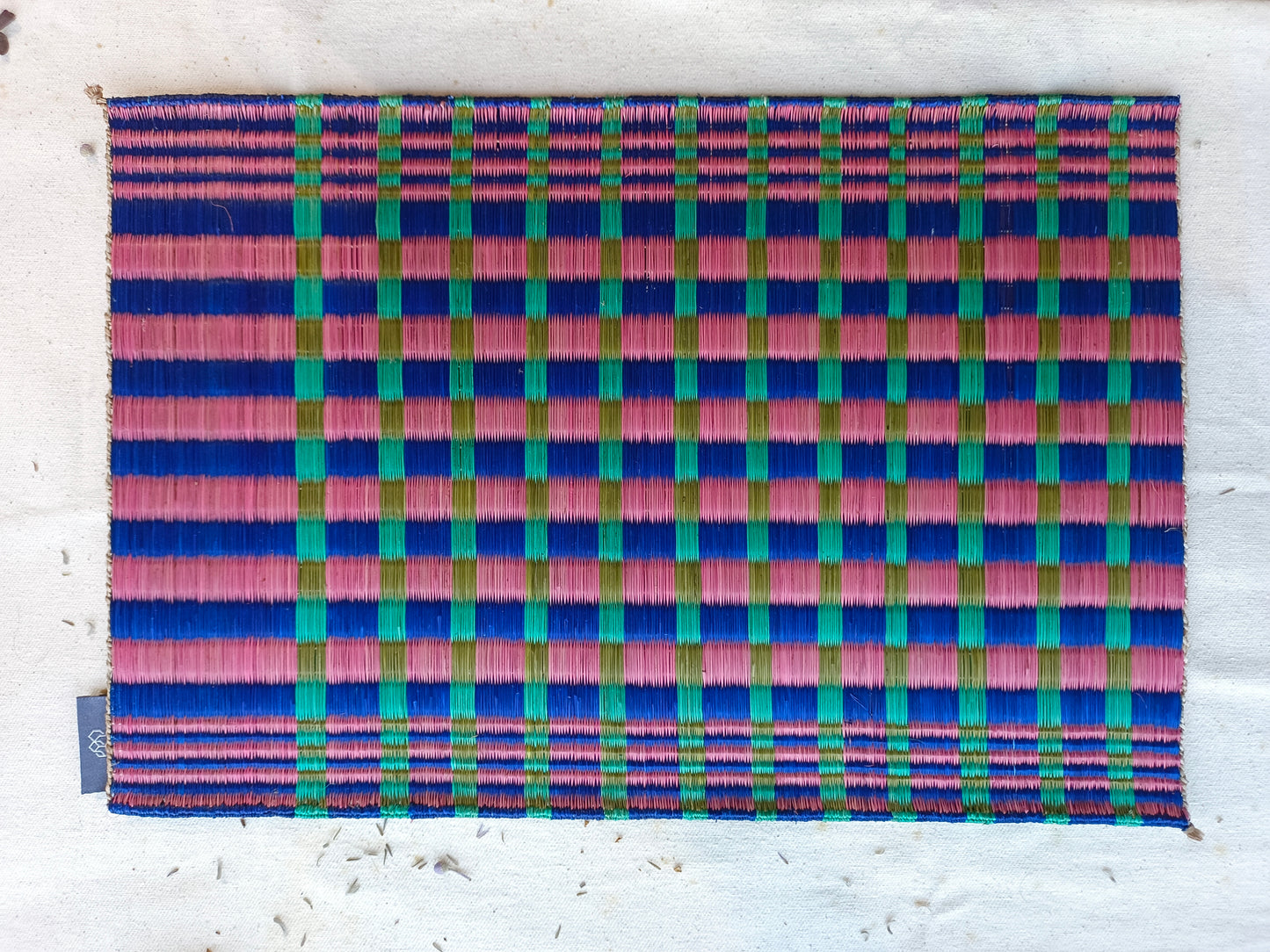 Placemat L Small Checkered Pink navy turqouise