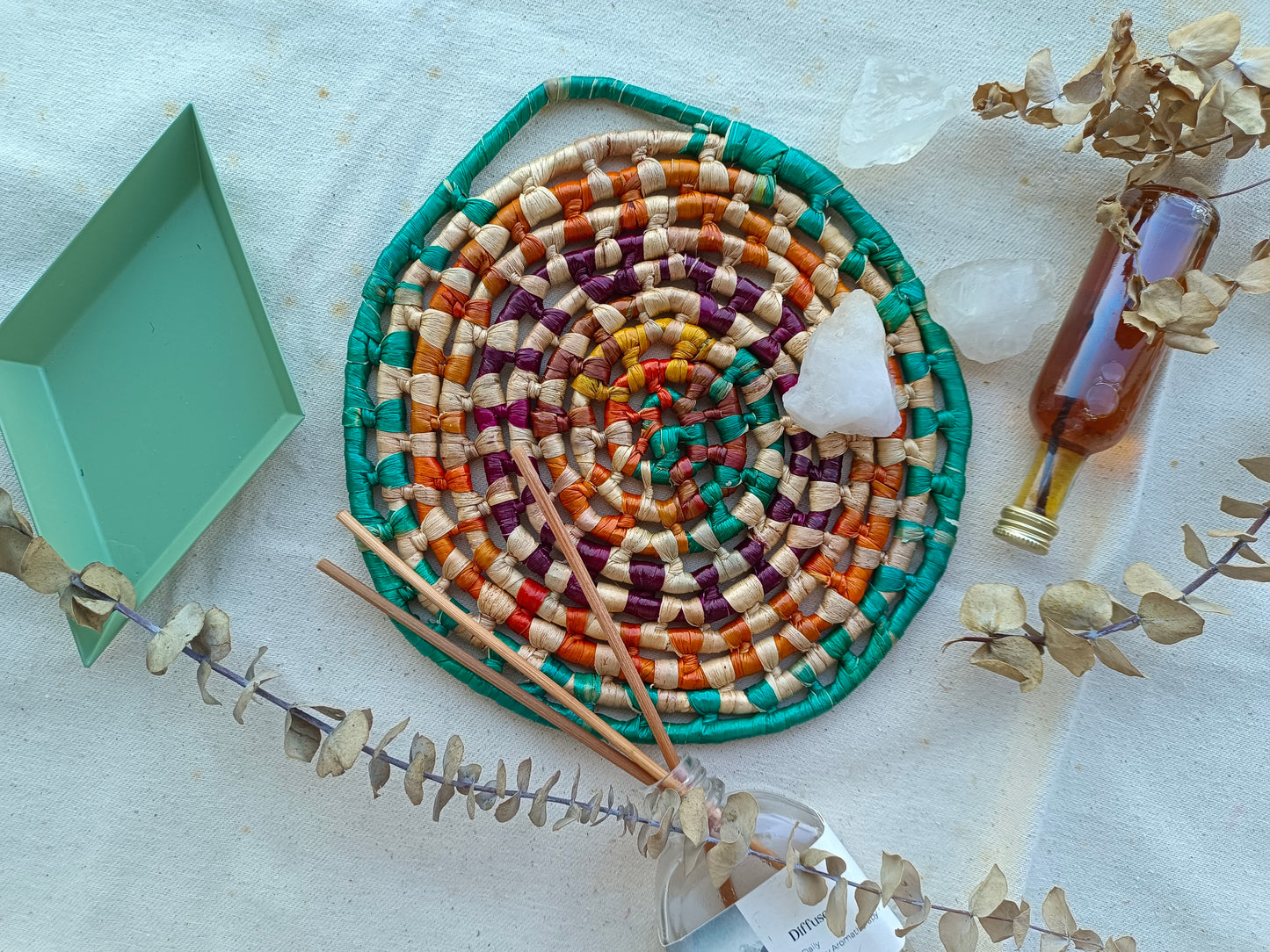 Trivet Round_Turqouise orange