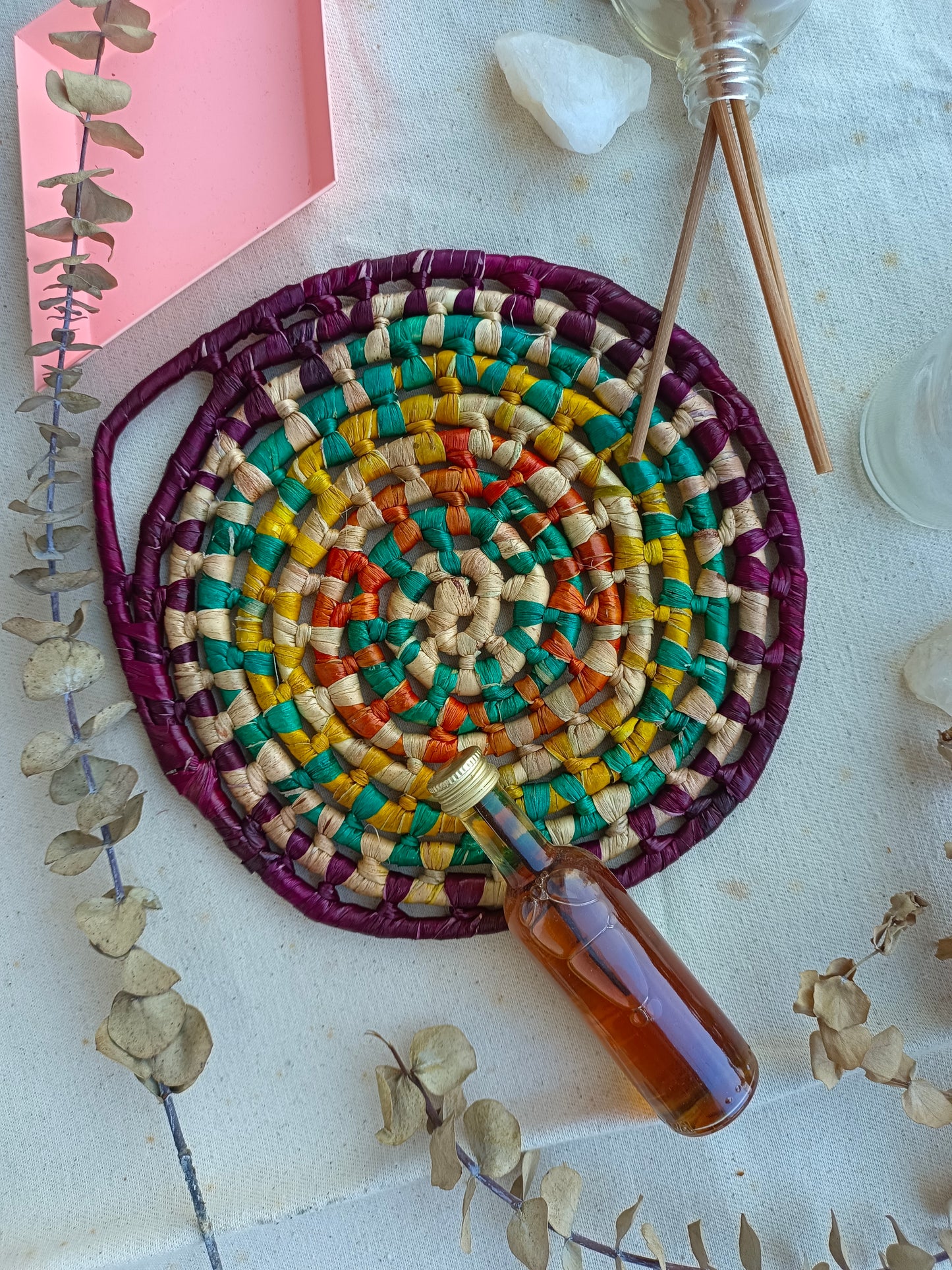 Trivet Round_Purple green orange