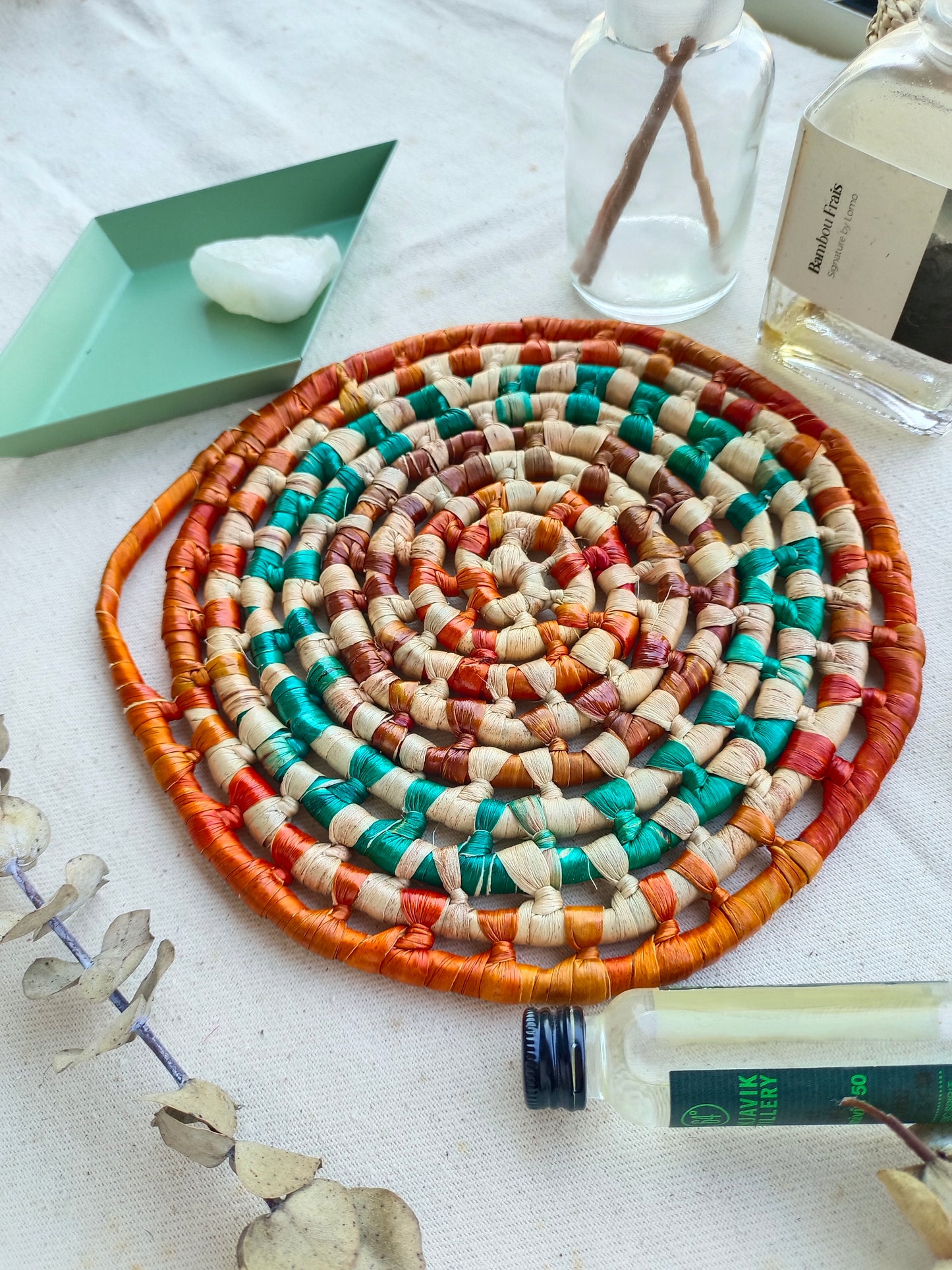 Trivet Round_Orange turqouise
