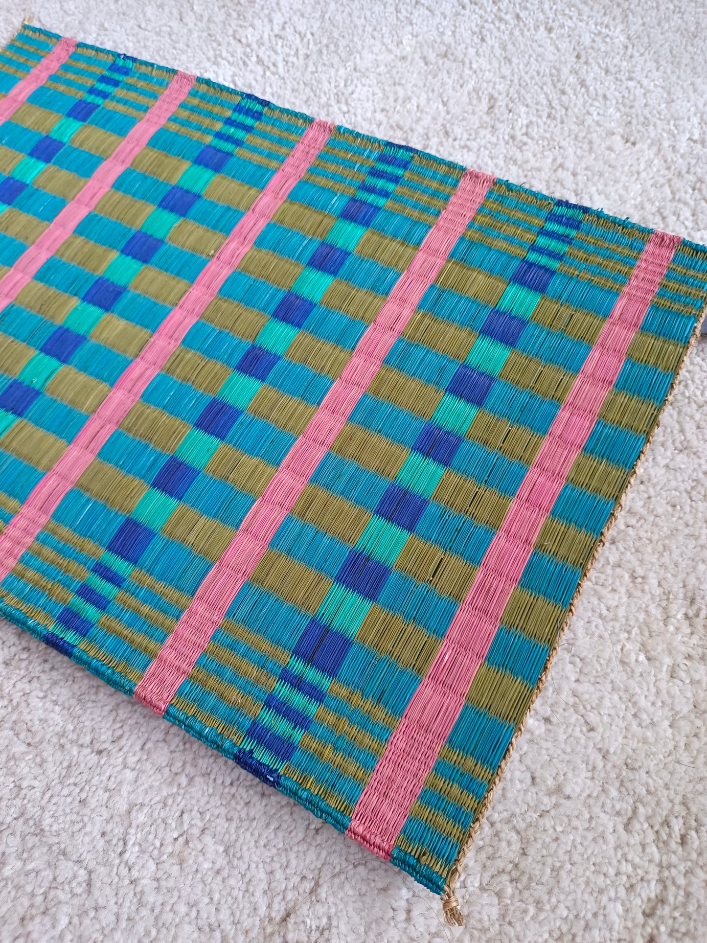 Placemat L Big Checkered Pink navy turqouise