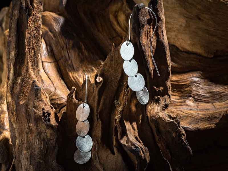 Wholesale 1/ 3pcs Tiny Sterling Silver Hammered Chandelier Dangles Circle Earrings Drop 925 Jewelry Drop Bar Unique Bridal Teardrop Round