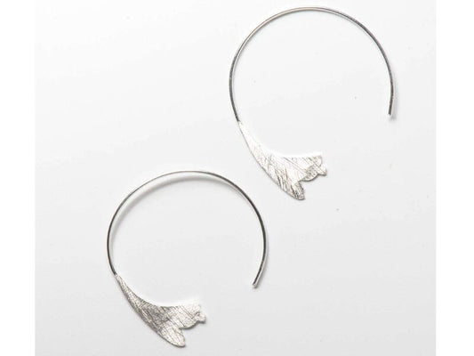 Wholesale 1/ 3 pcs Ginko Leaf Jewelry Shaped Silver Hammered Earrings Unique Craft Textured Sterling 925 Hoop Artisan Finish Everyday