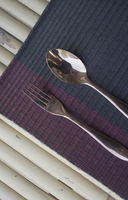 Placemat L Cherry Edge Stripe Black Center