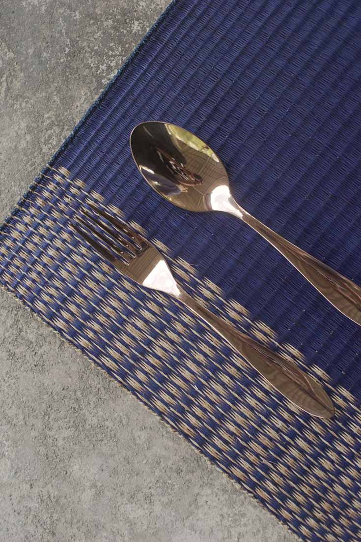 Placemat L Navy Triple edge