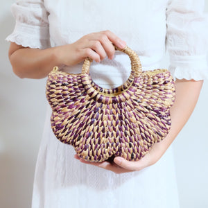 Flower Scallop Handbag - Water hyacinth - Violet