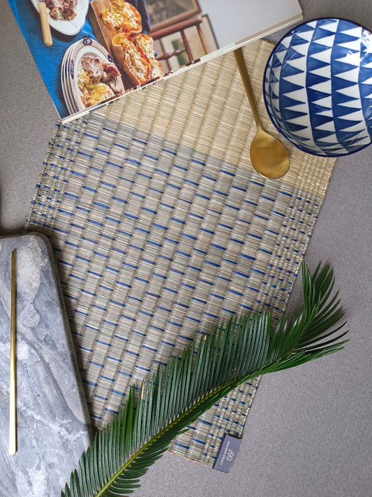 Placemat L Sarasarn Navy white rain 2