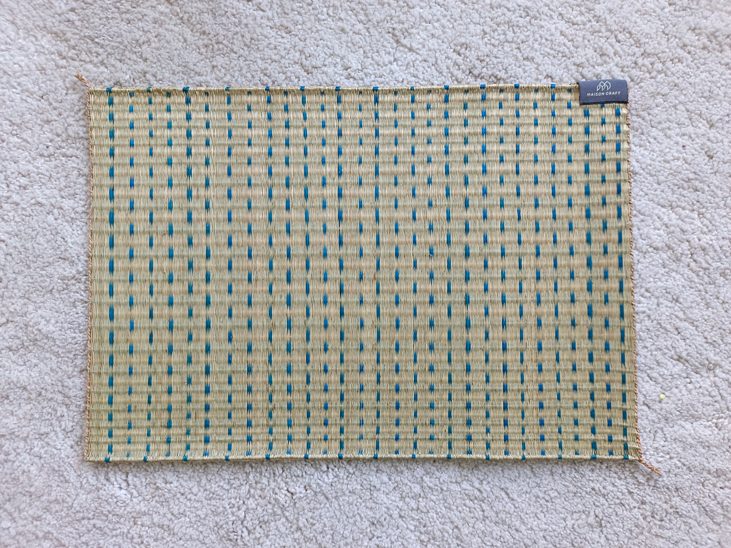 Placemat L Natural navy heavy rain