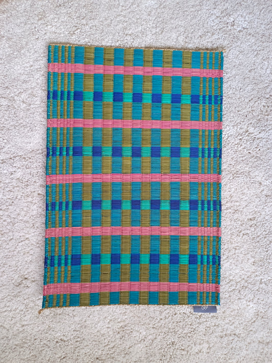 Placemat L Big Checkered Pink navy turqouise