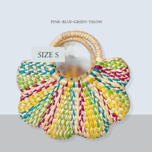 Scallop Rainbow Water Hyacinth Flower Shape Handbag