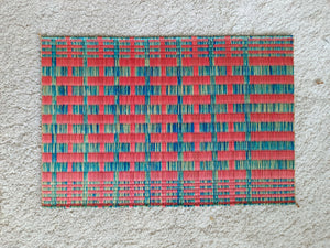 Wholesale set of 2/ 12 Torii pink blue Handwoven Eco-Friendly Woven Placemat - Midnight Stripe Rain 11.8x17.7 inches