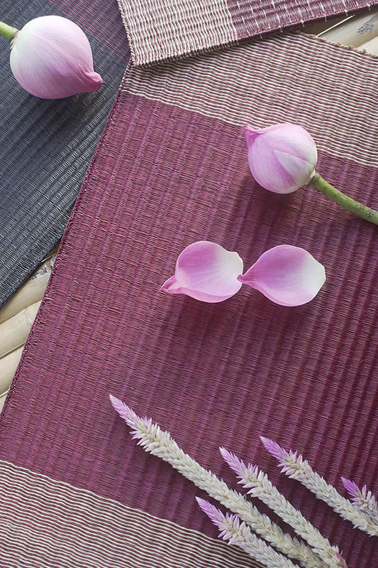 Placemat L Cherry Edge Stripe Red Center