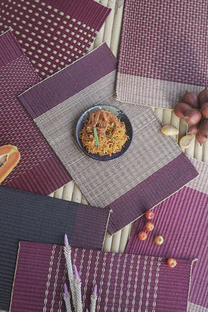 Placemat L Cherry Edge Stripe Red Center