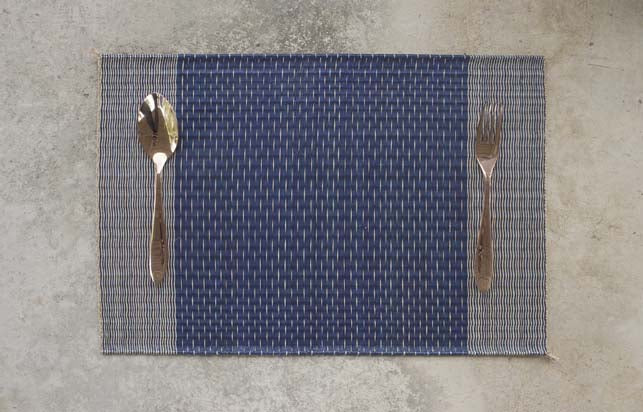 Placemat L Navy Stripe Rain
