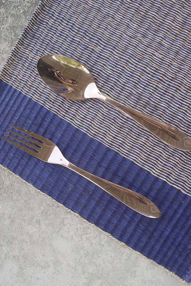 Placemat L Navy Center Stripe