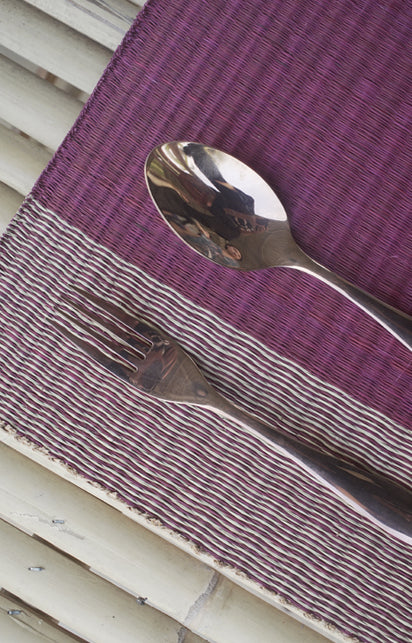 Placemat L Cherry Edge Stripe Red Center