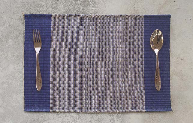 Placemat L Navy Center Stripe