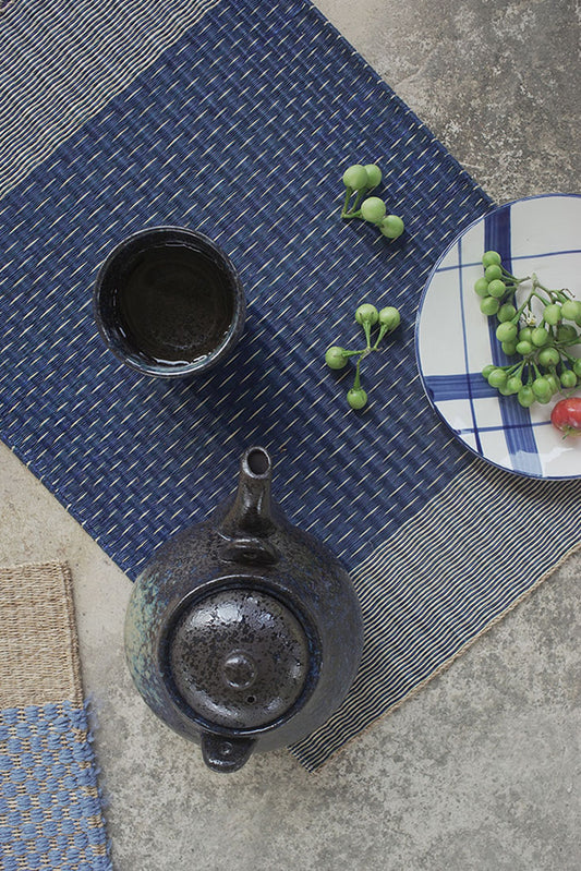 Placemat L Navy Stripe Rain